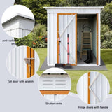 ZNTS Metal garden sheds 5ftx4ft outdoor storage sheds white+yellow W135064976