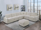 Living Room Furniture Ottoman Beige Wide-Welt Corduroy 1pc Soft Cushion Cocktail Ottoman Wood Legs B011P182989