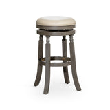 30" Bar Stool, Weathered Gray Finish, French Gray Leather Seat B04660739