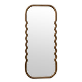 31.4x1.4x74" Oversized Wooden Floor Mirror with Unique Brown Frame W2078P201297