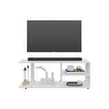 Entertainment Center 17.8" H, with 4 Shelves and 4 Legs, White B097P250863