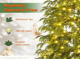 6ft Pre-Lit Cypress Style Christmas Tree 190 Color Changing LED 11 Modes Artificial Xmas Tree for 54305970