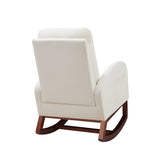 Beige, High Back Side Bag Flannelette Wood Indoor Rocking Chair, Brown Legs 01134818
