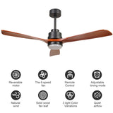 ZNTS 52 inch wood Ceiling Fan with Lights W1891124514