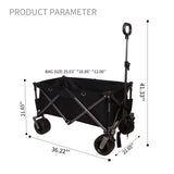 ZNTS Folding Wagon, Heavy Duty Utility Beach Wagon Cart for Sand with Big Wheels, Adjustable Handle&Drink 91733039