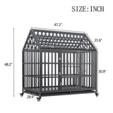 ZNTS Heavy Duty Dog Cage pet Crate with Roof & window on roof 84941990