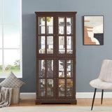 Curio Display Cabinet,Antique Display Cabinet with Glass Doors Adjustable Shelves for Collectibles W2275P231688