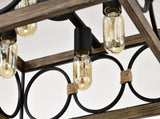 4-Light Square Kitchen Island Lights Ceiling Light Farmhouse Dining Room Light Fixture, Wood and W3596P469831