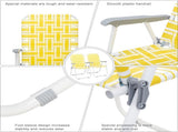 2pcs Steel Tube PP Webbing Bearing 120kg Folding Beach Chair Yellow & White 37452050