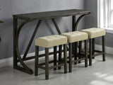 Brown Dining Room 4pc Set Functional Unique Dining Table w USB 3x Stools Tufted Beige Seats Kitchen B2741P301926