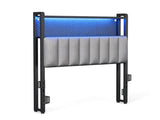 Twin Size Headboard with Pegboard Storage Shelf, Adjustable Upholstered Backrest, LED Light Strip & 91606470