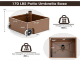 150LBS Fillable Umbrella Base with Wheels 2 Adapters for 7.5-11ft Patio Umbrellas Coffee 51494803