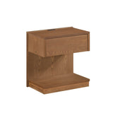 Modern Home 1pc End Table with Drawer Open Platform Storage USB Port Brown Finish Wooden B011P194591