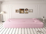 Modern Floor Sofa with 2 Pillows,Convertible Sherpa Fleece Fabric Foam-Filled Sleeper Sofa Bed,15" 78597283