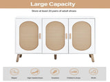3-door standing cabinet with tall oval rattan top, made of particleboard and plastic rattan, 87304240