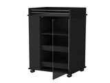 Willow Park Glass Door Bar Cart with Bottle Holder and Casters Black B062111724