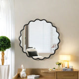 Solid Wood Wavy Mirror-Black Vanity Mirror Wall Decor 36" x 36" Modern Mirror Wall Decor for W1445P189557
