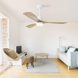 52 Inch Indoor Ceiling Fan With Dimmable Led Light 3 Solid Wood Blades Remote Control Reversible DC W882P296748