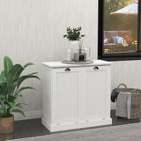 Two-Compartment Tilt-Out Laundry Sorter Cabinet-White W112049950