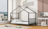 Twin Size Metal House Platform Bed, Black MF322835AAB