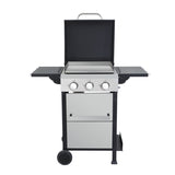 ZNTS 3-Burner Propane Gas BBQ Grill, SS Plancha, 36900BTU Output With Wire Enamel Cooking Grids For W2938P208388