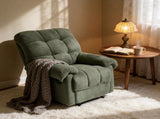 Green Recliner Chair, Overstuffed Armchair, Manual Recliner, Living Room Seating, Reading Chair, 09840246