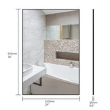 36x24 inches Modern Black Bathroom Mirror with Aluminum Frame Vertical or Horizontal Hanging W70837198