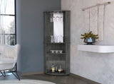Smokey Oak 3-Tier Shelf Bar Cabinet B062P175172