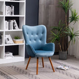 ZNTS Doarnin Contemporary Silky Velvet Tufted Button Back Accent Chair, Blue T2574P164266