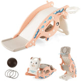 ZNTS 4-in-1 Kids Portable Slide Rocking Horse Toy with Basketball Hoop and Ring Toss 23876346