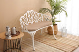 Tulip Patio Garden Bench Metal Park Bench Cast Aluminum Outdoor Furniture with Floral Rose for W640P250987
