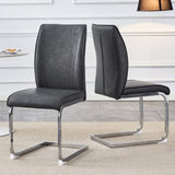 Luxury Simple Arch Chair - Set of 2 Dark Gray PU Material High Resilience Dining Chair with Arched W1151P154867