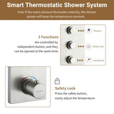 3 Functions 12 Inch Ceiling Mounted Thermostatic Shower System in Brushed Nickel T3609P352714