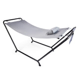 Outdoor Hammock Bed with Stand, Cozy Outdoor Hammock with Pillow & Storage Pocket for Patio, 88465544