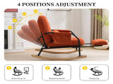 Corduroy Nursery Rocking Chair w/ Pull-out Footrest, Adjustable Backrest 100&deg-160&deg, Oversized 55018651