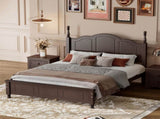 Full Size Wood Platform Bed Frame,Retro Style Platform Bed with Wooden Slat Support,Dark Walnut WF308186AAD