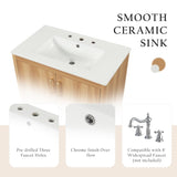 30" Bathroom Vanity with Sink Combo, Multi-functional Bathroom Cabinet with Doors and Drawer, MDF WF319484AAG