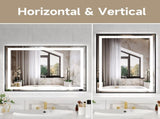 24x32" Black Tempered Mirror Dual LED Light Strips Front and Back LightingUnable ship on weekends, 02718327