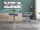 Set of 2 Bar Stools,with Chrome Footrest and Base Swivel Height Adjustable Mechanical Lifting Velvet W1249P247730