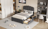 ZNTS Twin Size Upholstered Bed with 2 Storage Drawers,Wood Slat Support, Gray 48161849