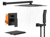 Rain Shower System Matte Black Tub Shower Faucet Set 10 Inch Square Rainfall Shower Head with 59125880