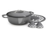 Stainless Steel Handle 5QT Round Enameled Pot Black-to-Grey Gradient 14108425