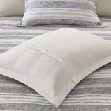 Oversized Chenille Jacquard Striped Comforter Set with Euro Shams and Throw Pillows B035128974