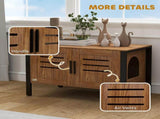 Cat Litter Box Enclosure, Elevated Litter Box Cabinet with Tall Legs & Scratching Board, 31.5"L x 20028223