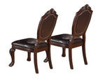 Gorgeous Formal Set of 2 Arm Chairs Brown Color Rubberwood Dining Room Furniture Faux Leather B01180915