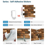 48 Pcs Wood Grain Wall Stickers Self Adhesive Stick On Backsplash PVC Peel And Stick Tiles For 54603393