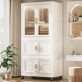 ZNTS 25.59" Side Wide Folding Wardrobe , 25.59"×15.75"×57.09", with Magnetic Door, Plastic Storage 48599802