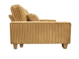 Yellow Deep Seat 3-Seater Corduroy Sofa with Brushed Stainless Steel Cup Holders and 3 Decorative 49734237