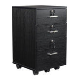 ZNTS FCH Black Wood Grain Density Board Three Drawers Wooden Filing Cabinet 38131424