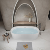 59"Linear AcrylicFreestanding Bathtub Stand Alone Soaker Tub, Glossy White Acrylic, POP-UP Chrome W1675P288930